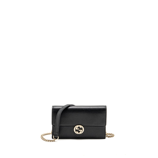 Gucci Interlocking Chain Wallet Calfskin Black GHW