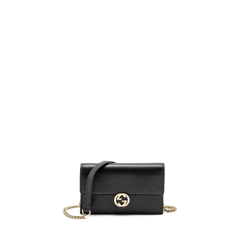 Gucci Interlocking Chain Wallet Calfskin Black GHW