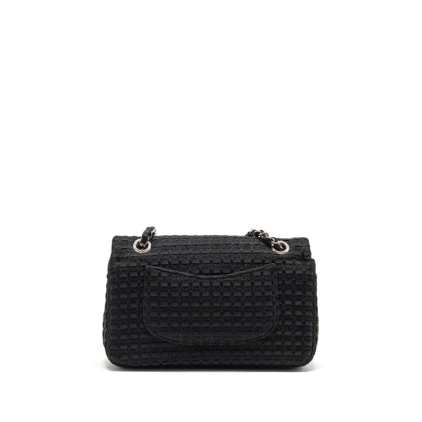 Chanel Medium Classic double flap bag tweed black SHW