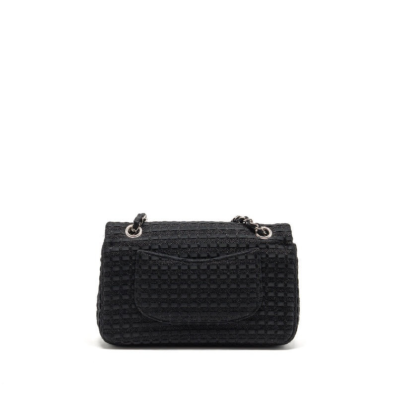 Chanel Medium Classic double flap bag tweed black SHW