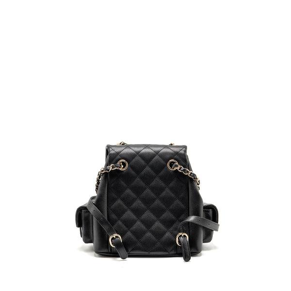 Chanel Triple Pocket Backpack Caviar Black LGHW (Microchip)