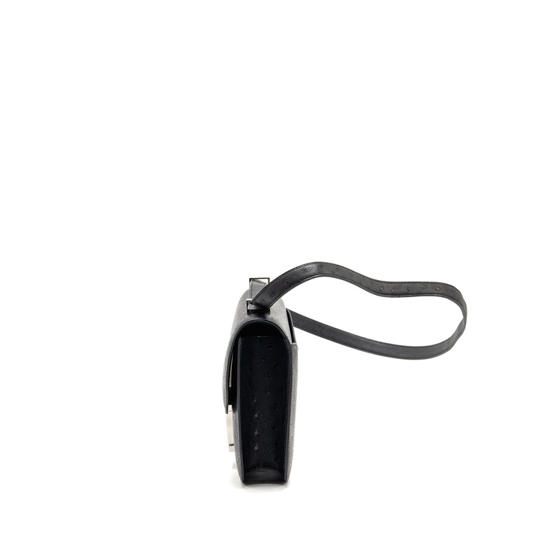 Hermes Constance 24 Ostrich Black SHW Stamp K