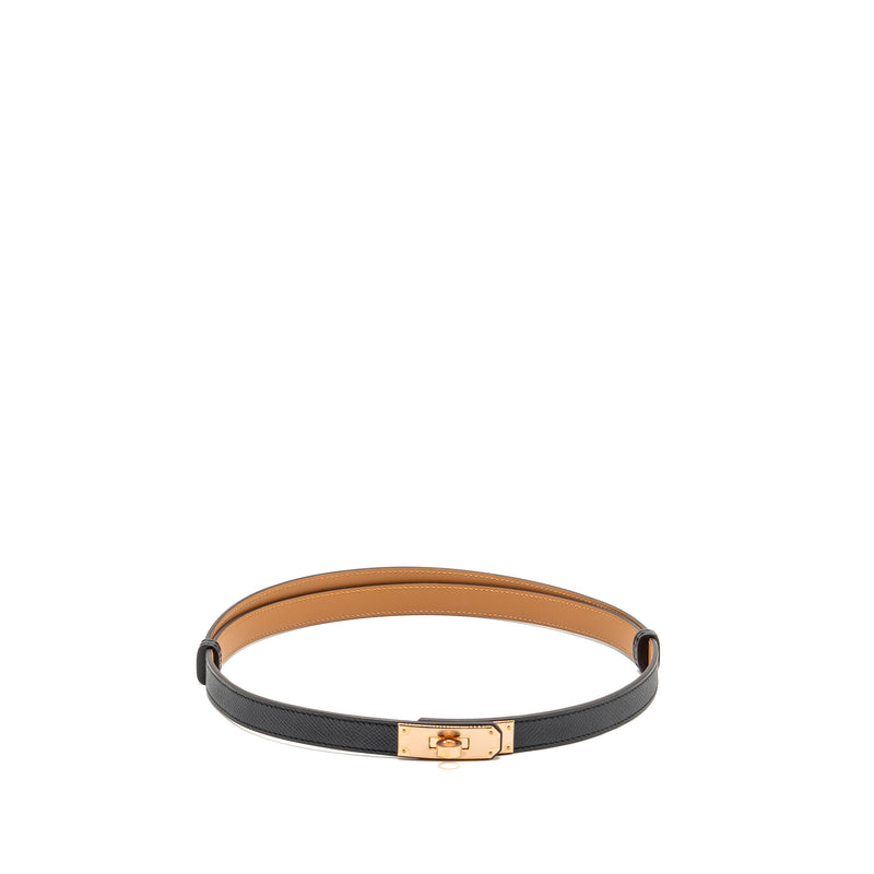 Hermes Kelly 18 Belt Epsom Black RGHW Stamp W