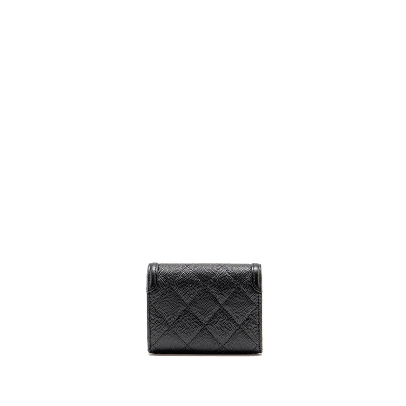 Chanel CC Filigree quilted flap card holder caviar black GHW