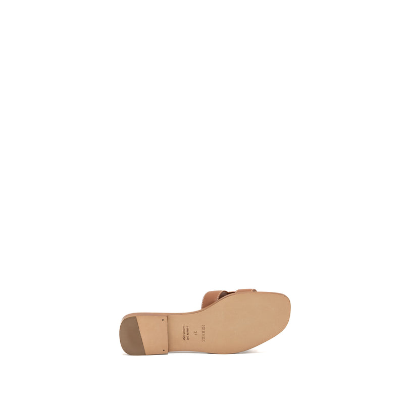 Hermes Size 37 Oran Sandal Calfskin Gold