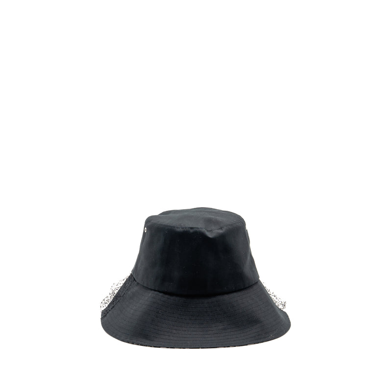 Dior Size 59 Teddy-D Brim Bucket Hat with Veil Black