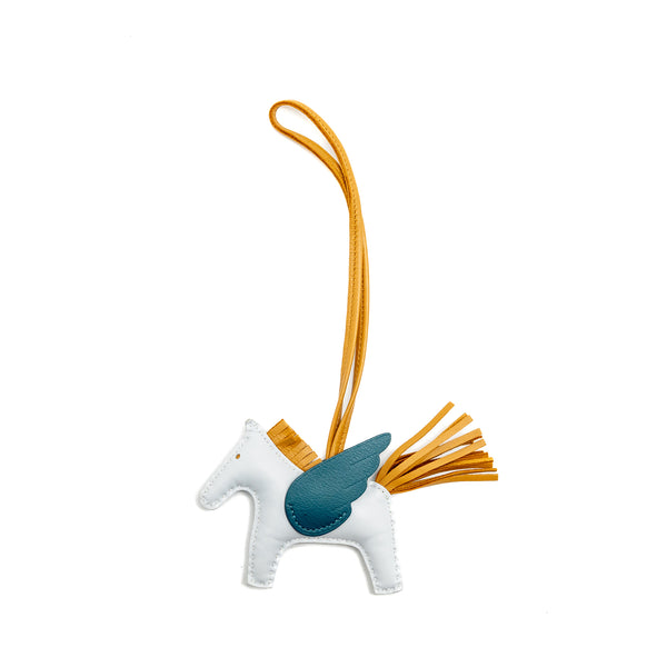 Hermes Rodeo Pegase PM bag charm blue brume/sesame/vert cypress stamp Z