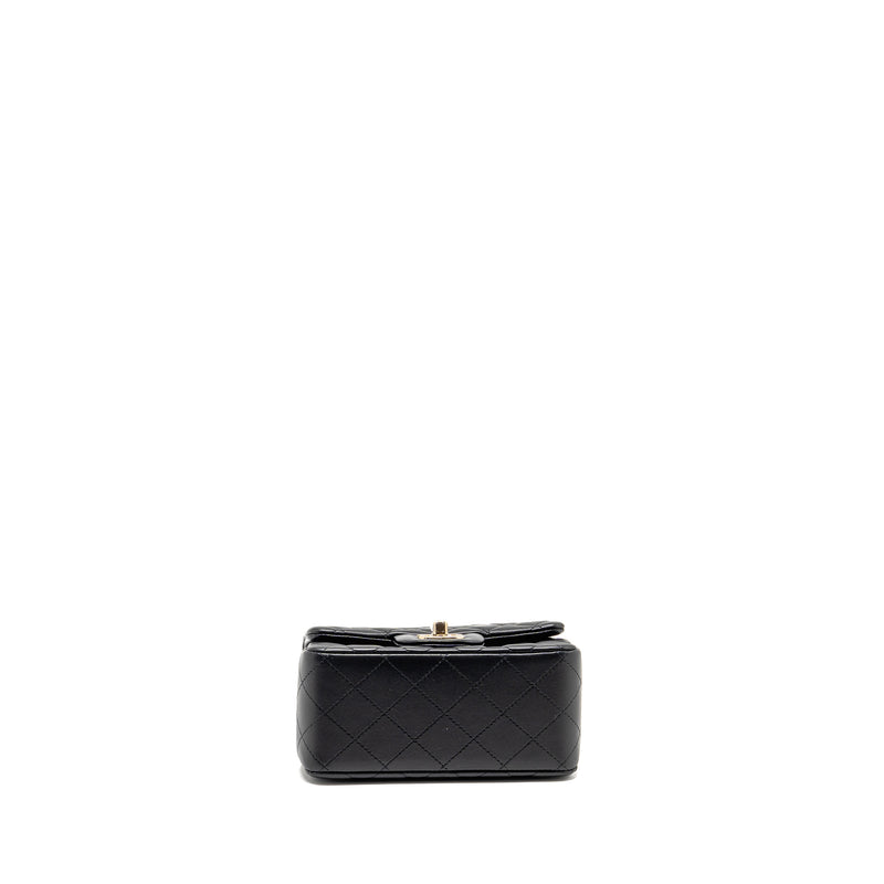 Chanel Classic mini square single flap bag lambskin black LGHW (Microchip)