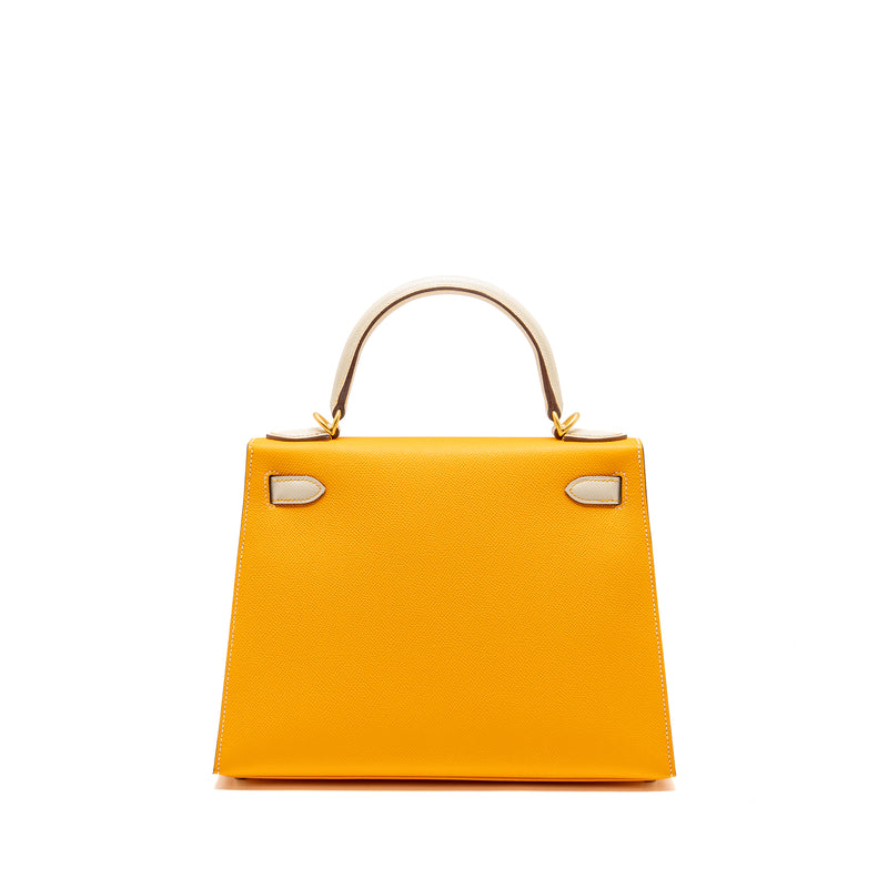 Hermes Kelly 28 Special Order Epsom Jaune D’Or/Craie Brushed GHW Stamp D