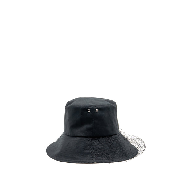Dior Size 59 Teddy-D Brim Bucket Hat with Veil Black