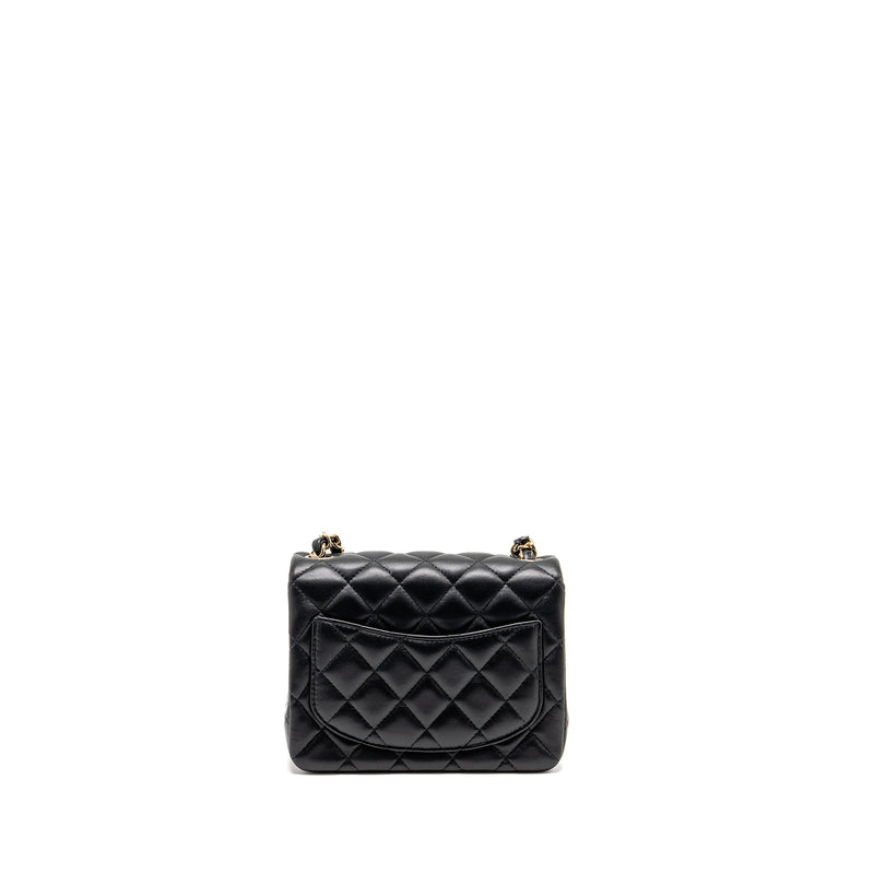 Chanel Classic mini square single flap bag lambskin black LGHW (Microchip)
