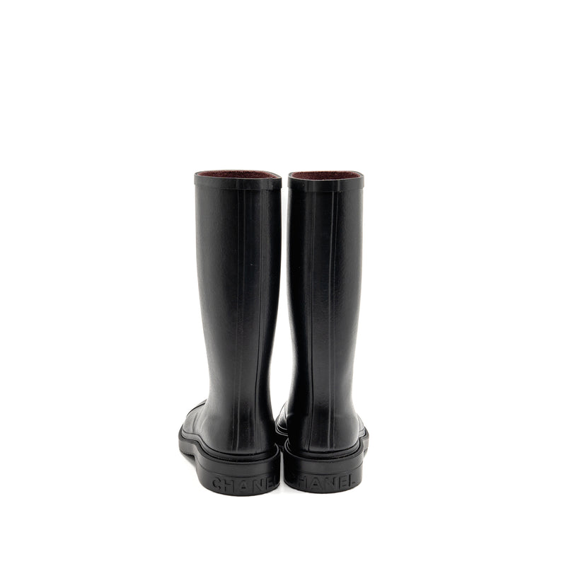Chanel Size 39 25B High Boots Caoutchouc Black