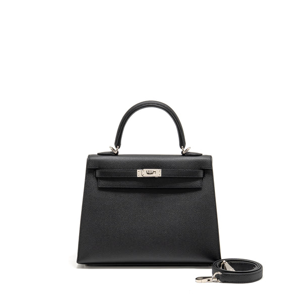 Hermes Kelly 25 Epsom Black SHW Stamp W