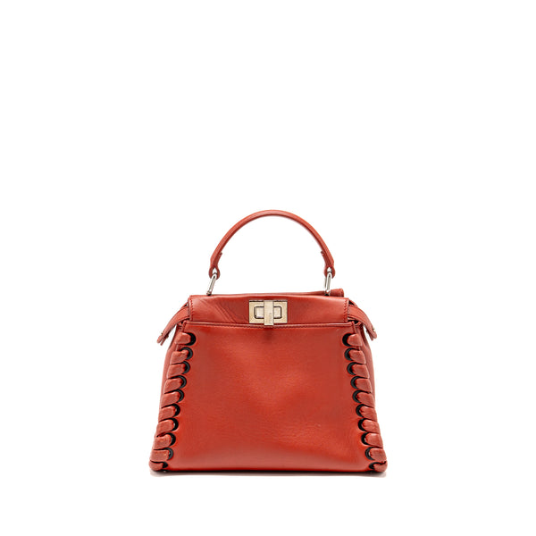 Fendi Mini Peekaboo Whipstitch Lambskin Bloody Mary SHW