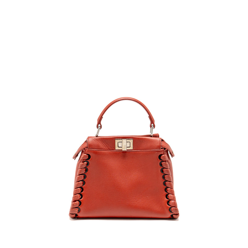 Fendi Mini Peekaboo Whipstitch Lambskin Bloody Mary SHW