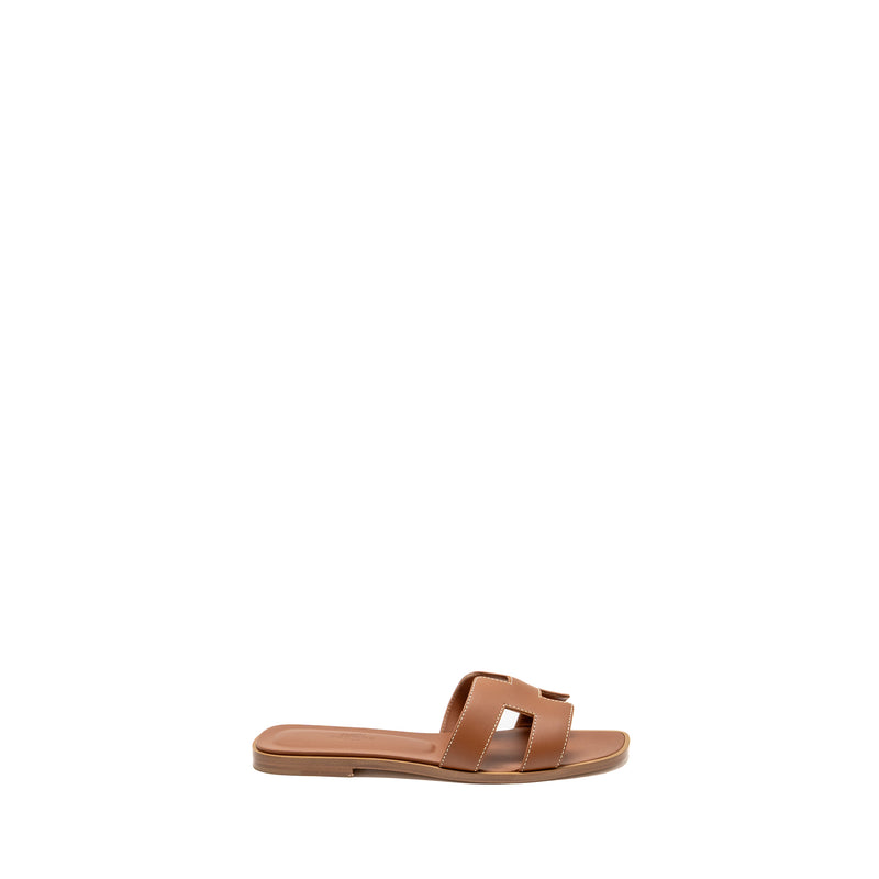 Hermes Size 37 Oran Sandal Calfskin Gold