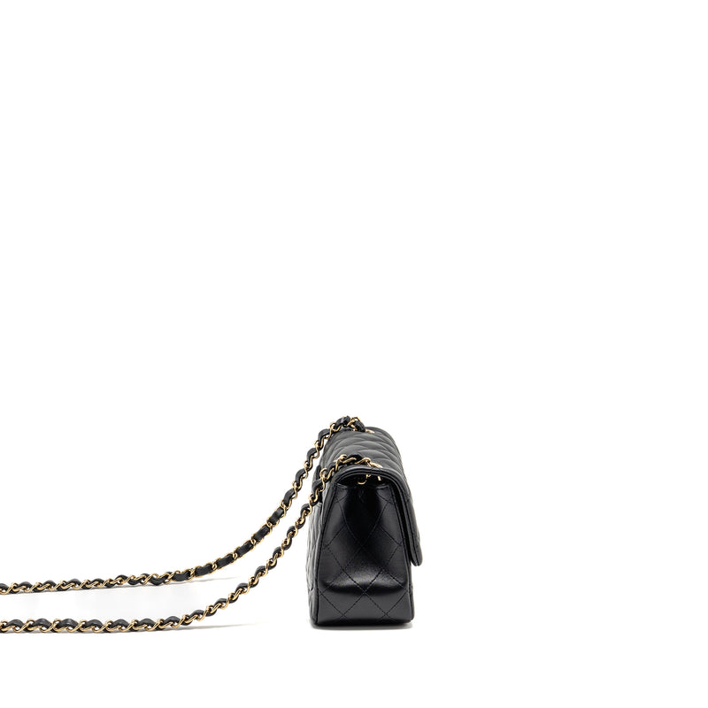 Chanel Classic mini square single flap bag lambskin black LGHW (Microchip)