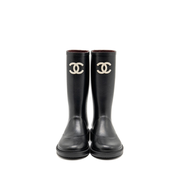 Chanel Size 39 25B High Boots Caoutchouc Black