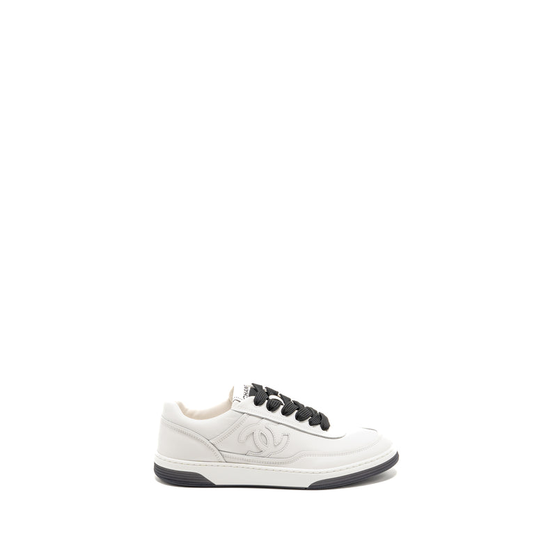 Chanel Size 37.5 CC logo sneakers white / black / grey