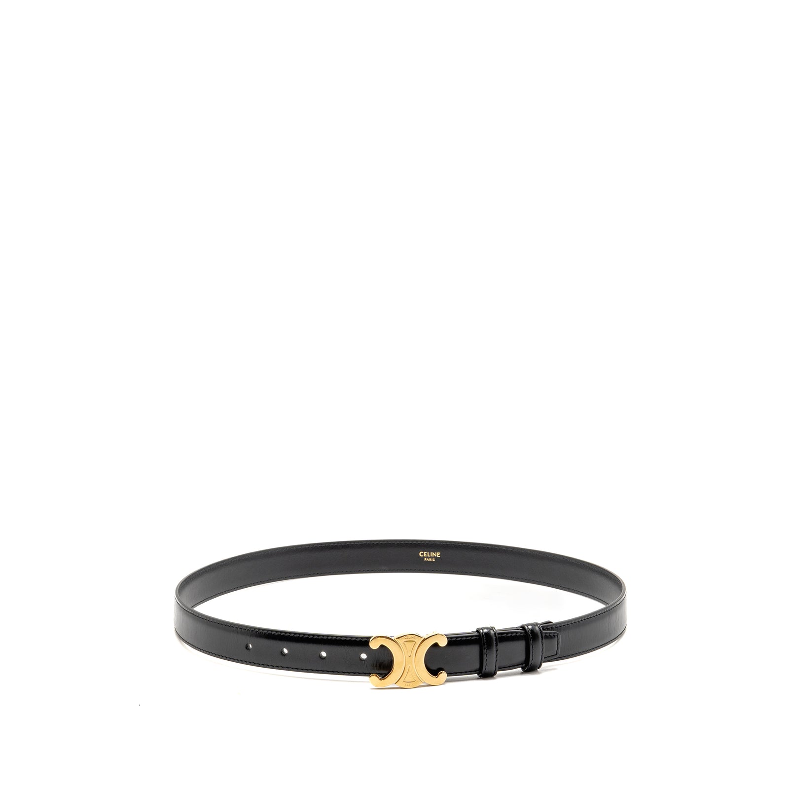 Celine size 85 triomphe belt 25mm calfskin black GHW