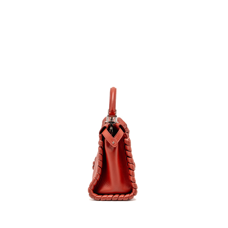 Fendi Mini Peekaboo Whipstitch Lambskin Bloody Mary SHW