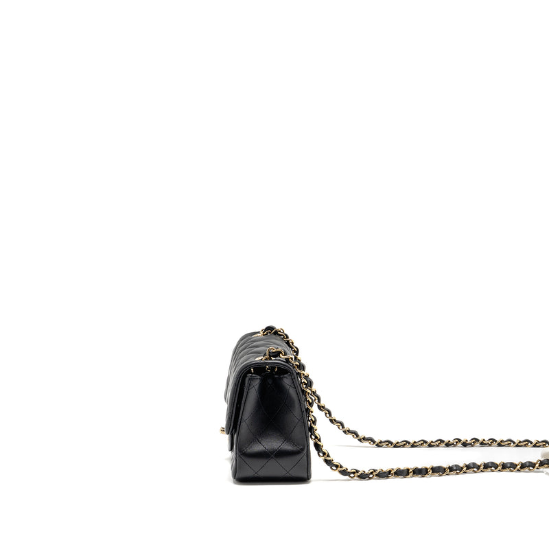 Chanel Classic mini square single flap bag lambskin black LGHW (Microchip)
