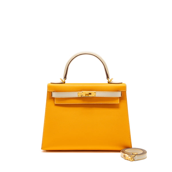 Hermes Kelly 28 Special Order Epsom Jaune D’Or/Craie Brushed GHW Stamp D