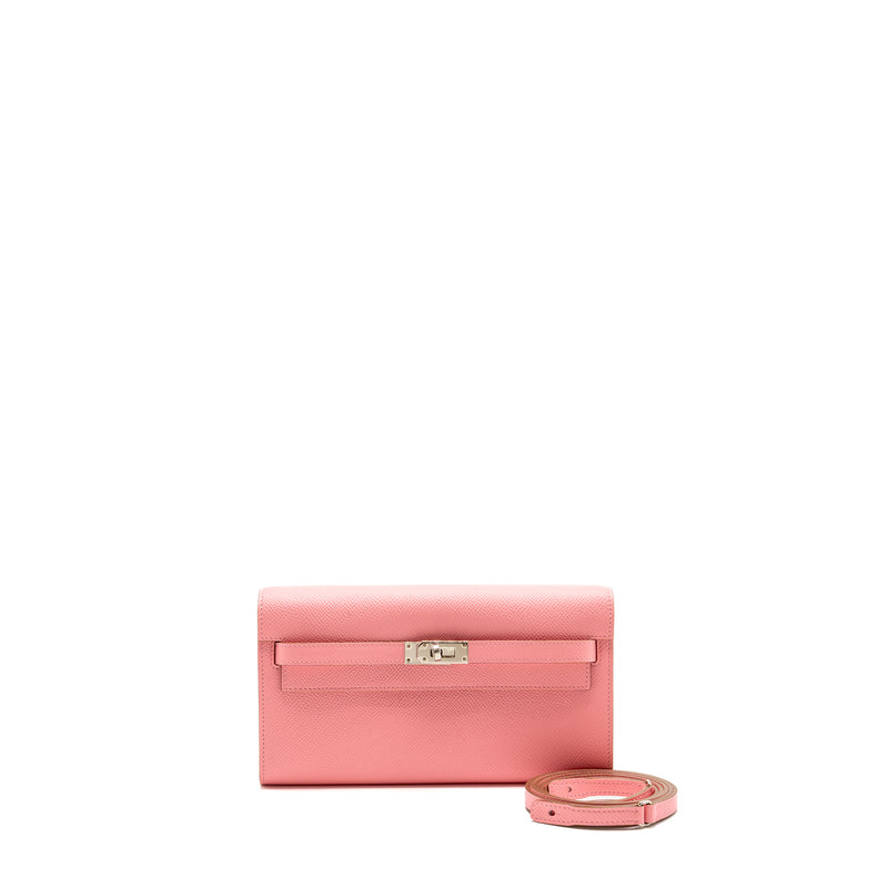 Hermes Classic kelly to go epsom rose confetti SHW stamp Z