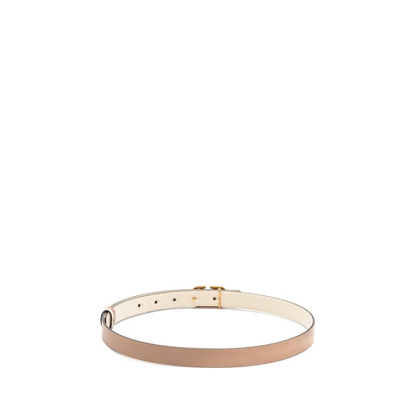 Valentino size 75 Vlogo signature 30mm double side belt calfskin cream/ dark beige GHW