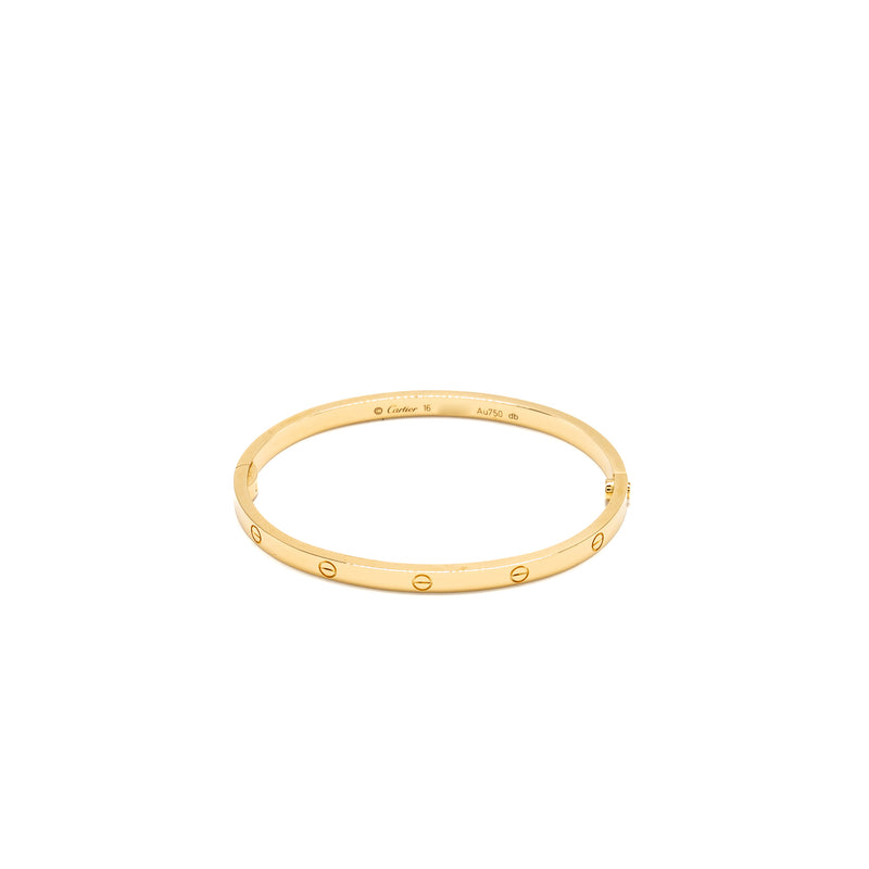 Cartier Size 16 Love Bracelet, Small Model Yellow Gold
