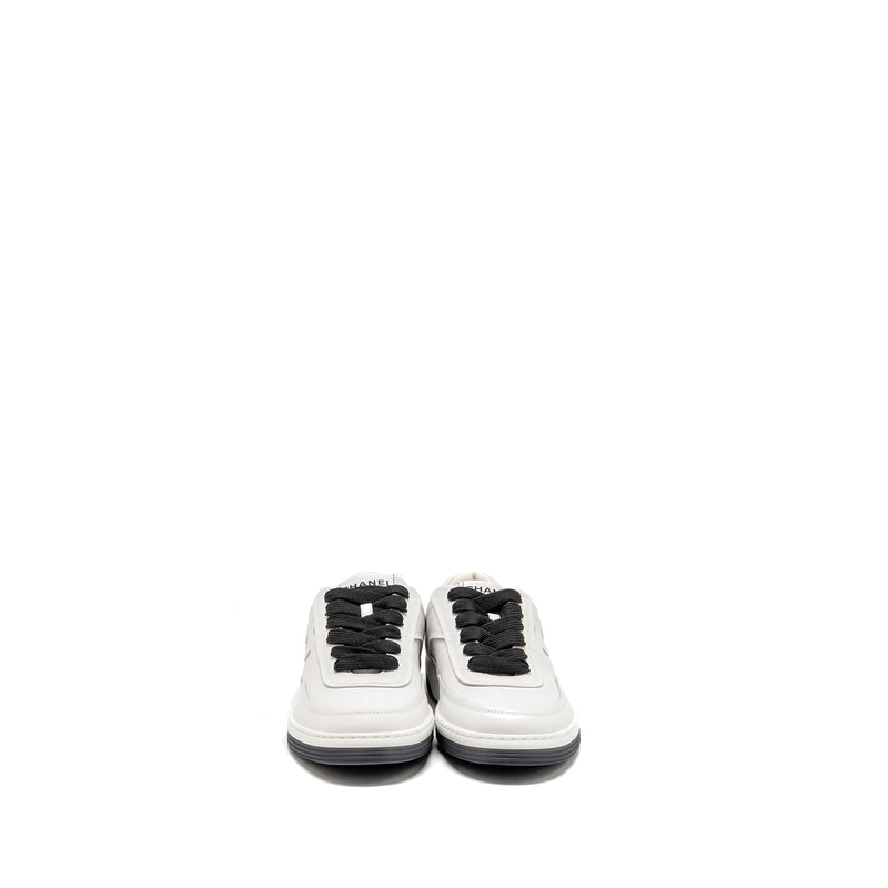 Chanel Size 37.5 CC logo sneakers white / black / grey