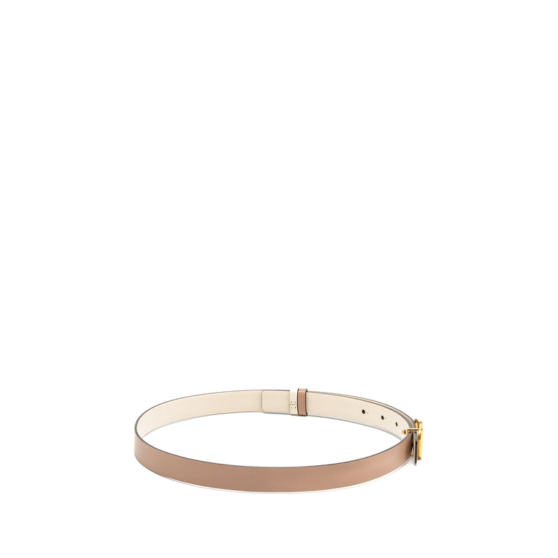 Valentino size 75 Vlogo signature 30mm double side belt calfskin cream/ dark beige GHW