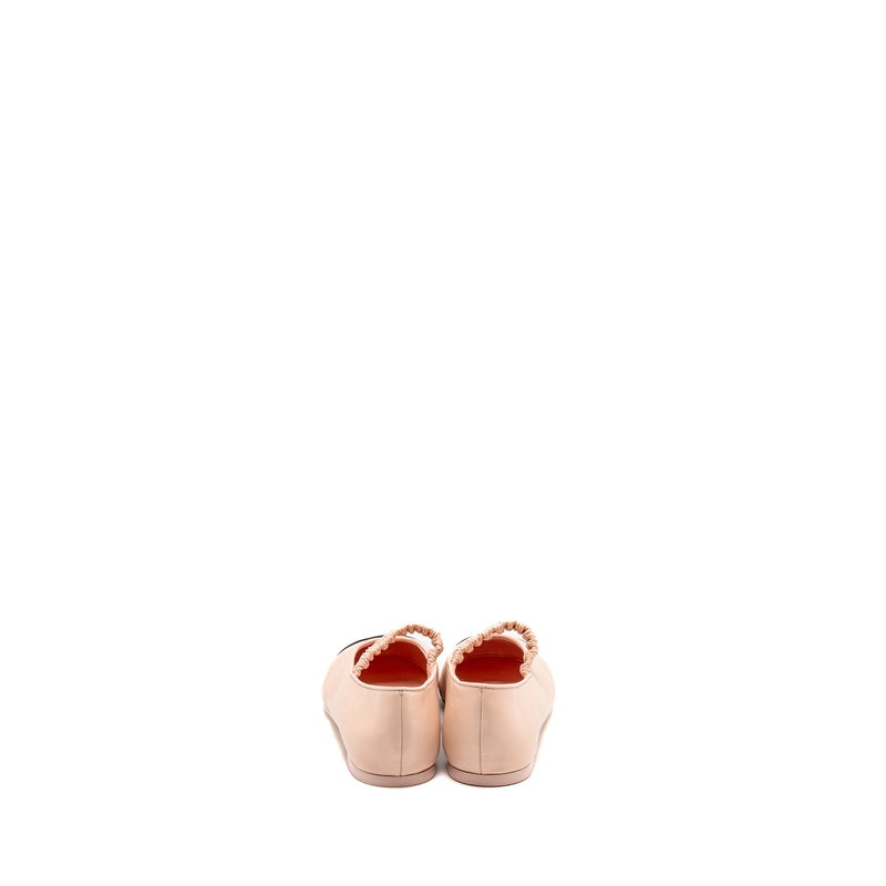 Chanel Size 36 24C Mary Janes Ballet Flats Lambskin Light Pink/Black and Logo Leg Warmers Cotton Light Pink (Sell in a set)