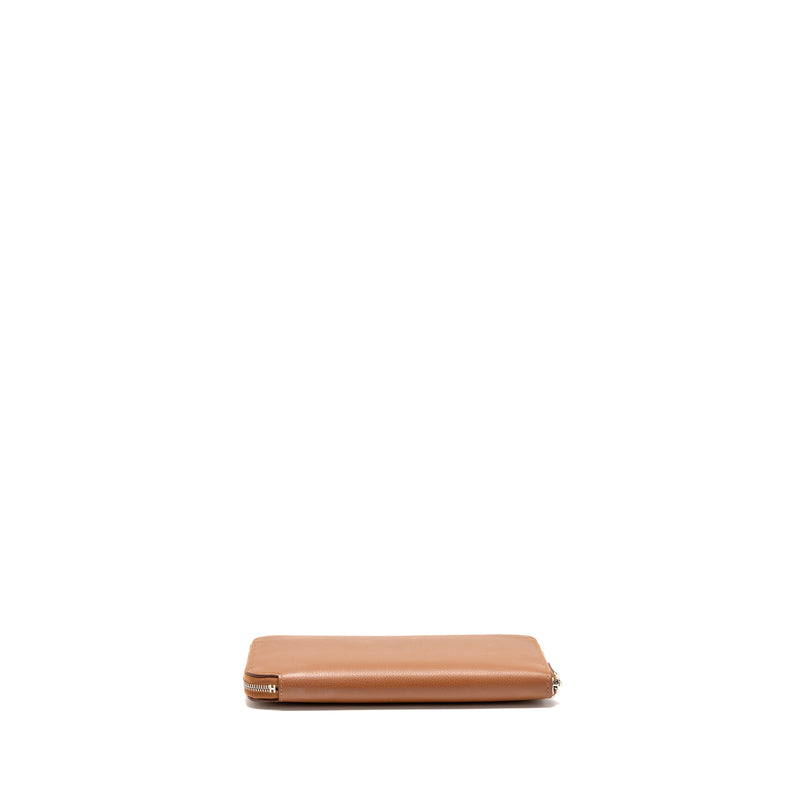 Hermes silk in classique long wallet Epsom gold SHW Stamp W
