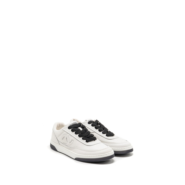 Chanel Size 37.5 CC logo sneakers white / black / grey