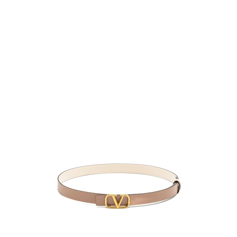 Valentino size 75 Vlogo signature 30mm double side belt calfskin cream/ dark beige GHW