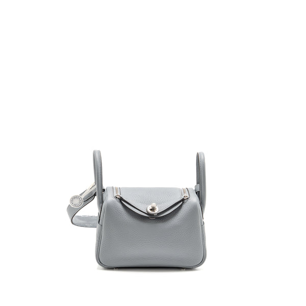 Hermes Mini Lindy II Clemence Gris Pantin SHW Stamp K