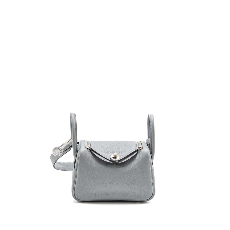 Hermes Mini Lindy II Clemence Gris Pantin SHW Stamp K