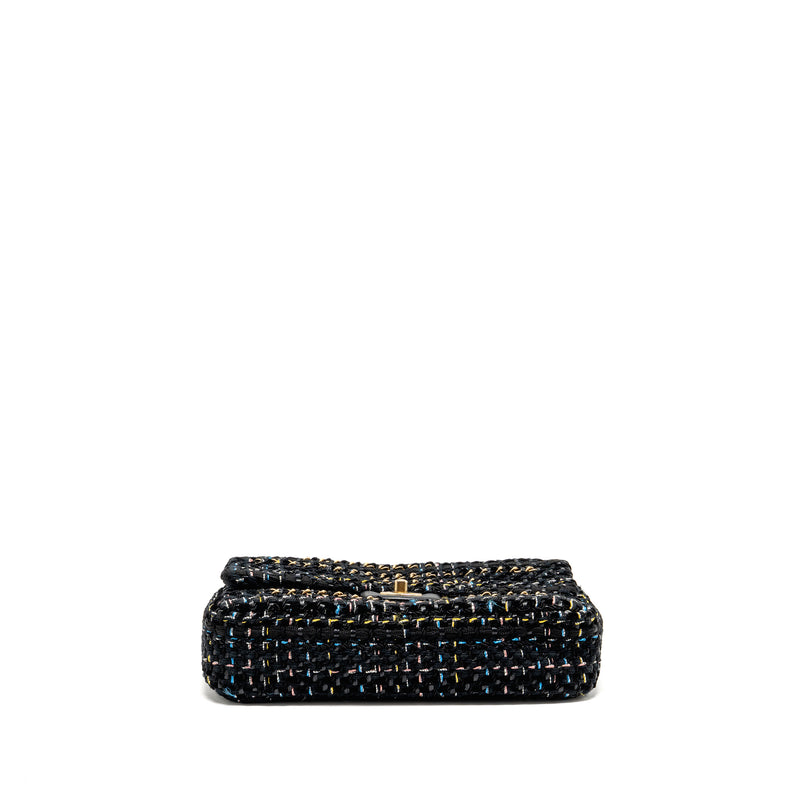 Chanel Medium Single flap bag tweed black GHW