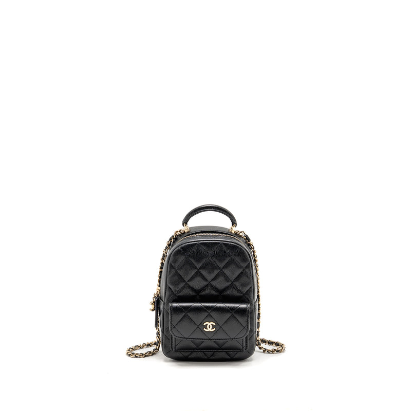Chanel Mini backpack / crossbody bag caviar black LGHW (microchip)