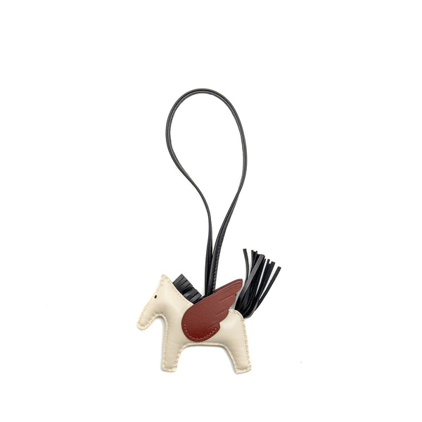 Hermes Rodeo Pegase PM Bag Charm Black/Craie/Rouge H Stamp B