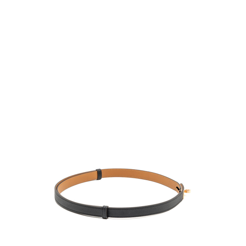 Hermes Kelly 18 Belt Epsom Black RGHW Stamp W