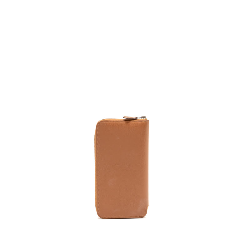 Hermes silk in classique long wallet Epsom gold SHW Stamp W