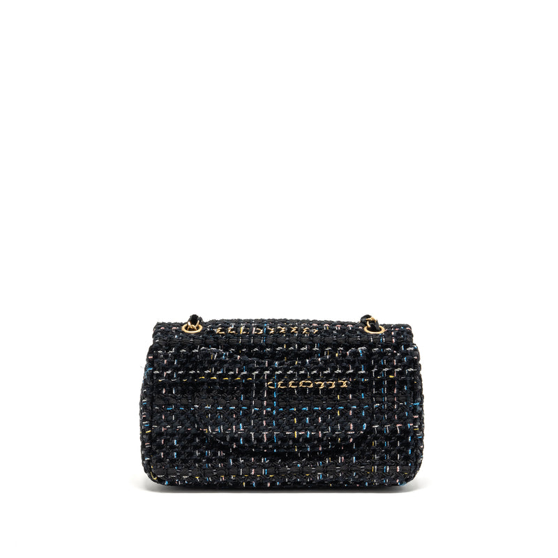 Chanel Medium Single flap bag tweed black GHW