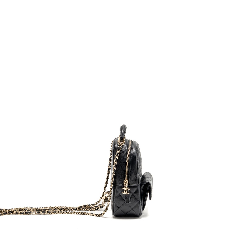 Chanel Mini backpack / crossbody bag caviar black LGHW (microchip)