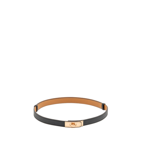 Hermes Kelly 18 Belt Epsom Black RGHW Stamp W