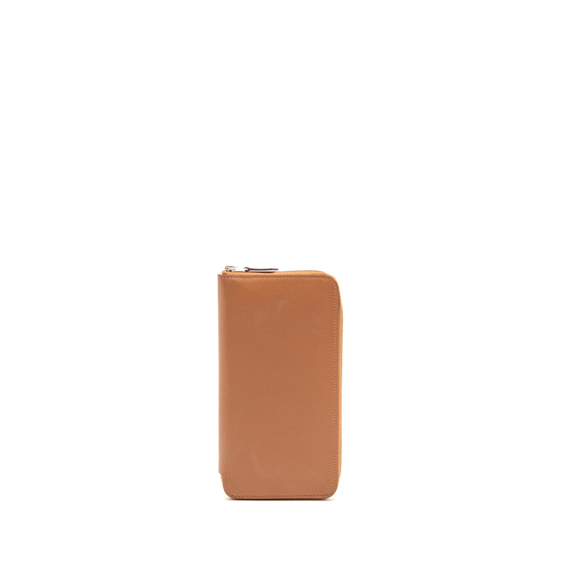 Hermes silk in classique long wallet Epsom gold SHW Stamp W