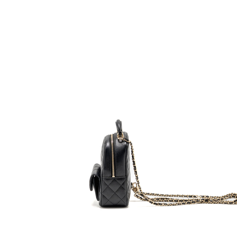 Chanel Mini backpack / crossbody bag caviar black LGHW (microchip)