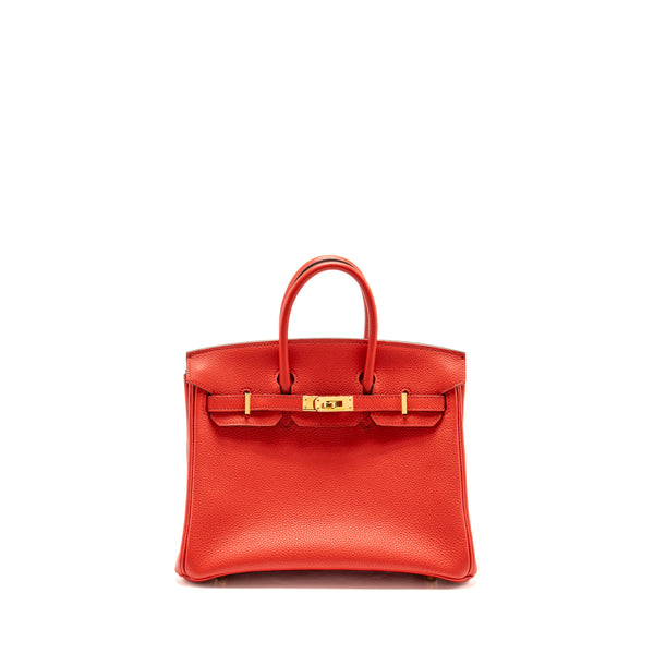Hermes Birkin 25 togo rouge de Coeur GHW stamp C