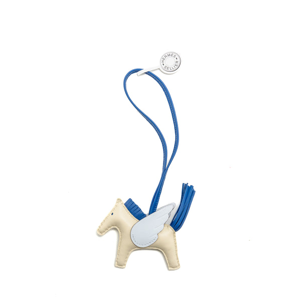 Hermes Rodeo Pegase PM Bag Charm Blue France/Blue Brume/Craie Stamp W